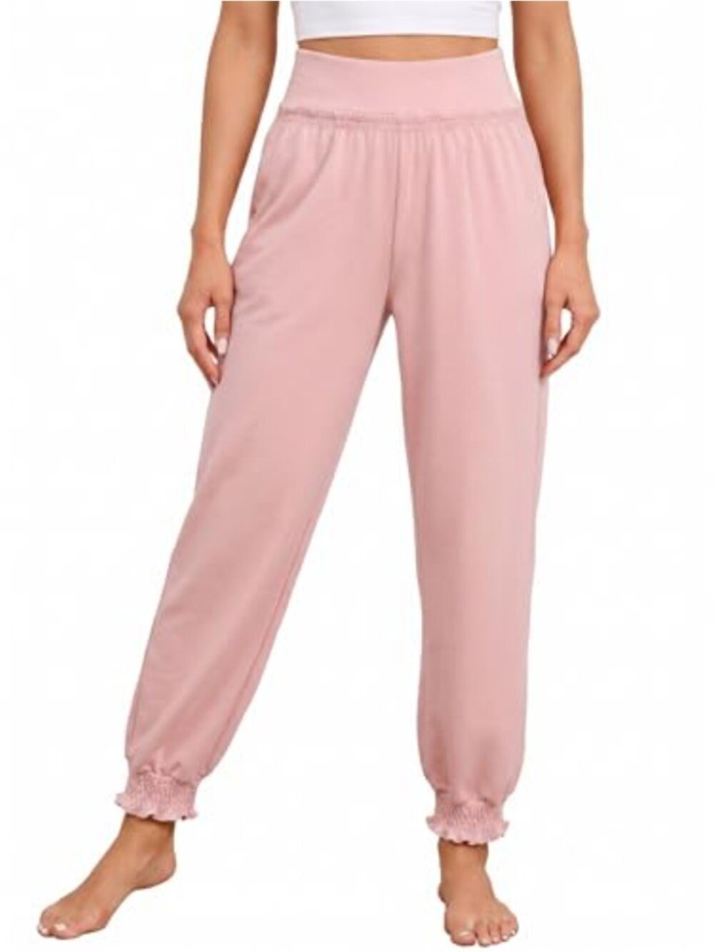 Women's Loose Yoga Sweatpants Palazzo Elastic Waist Wide Leg Ankle Joggers
